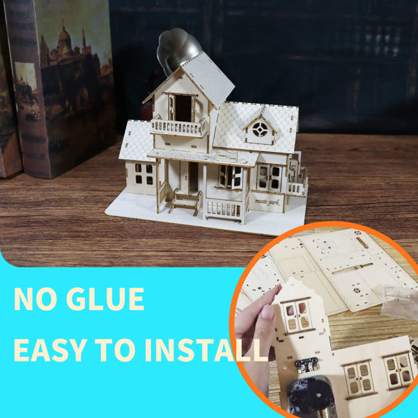 Sweet Home Music Box Miniature Dollhouse Kit - 3D Wooden Puzzle with LED Lights
