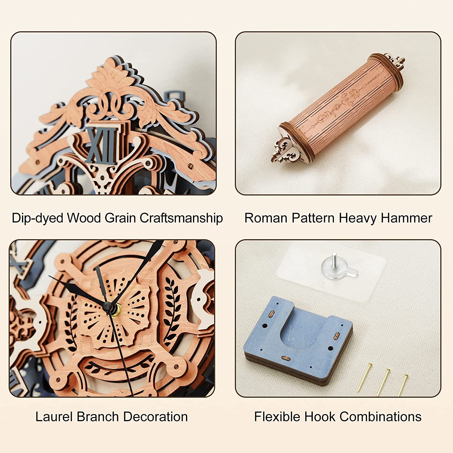 Romantic Notes Wall Clock - 3D Wooden Puzzle