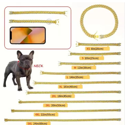 Sparkling Diamond Pet Chain Collar - Hip Hop Style for Dogs & Cats
