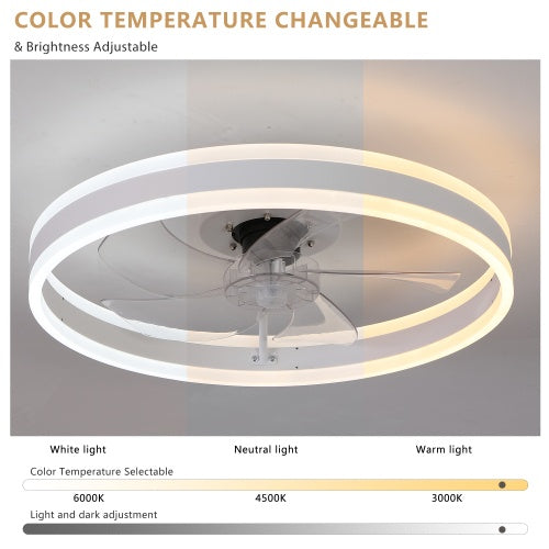 Modern Ceiling Fan with Dimmable LED Light & Remote Control