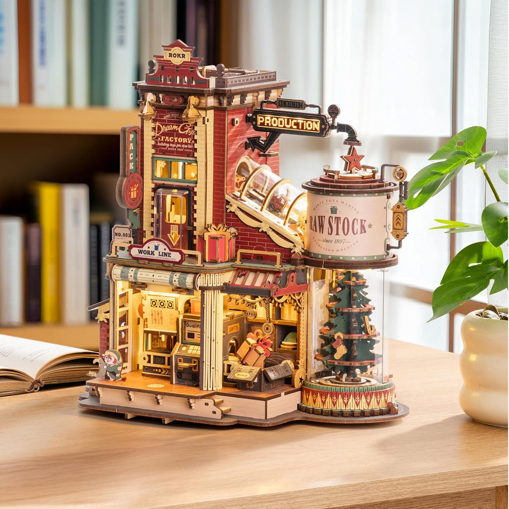 Robotime Gift Factory 3D Wooden Puzzle with Music & Lights - Animated Model Kit