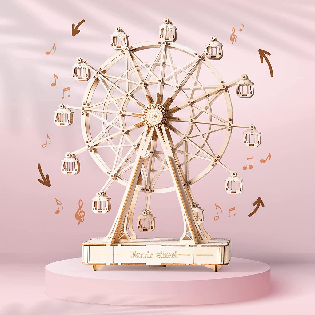 Robotime DIY Wooden Rotatable Ferris Wheel Model with Playing Music