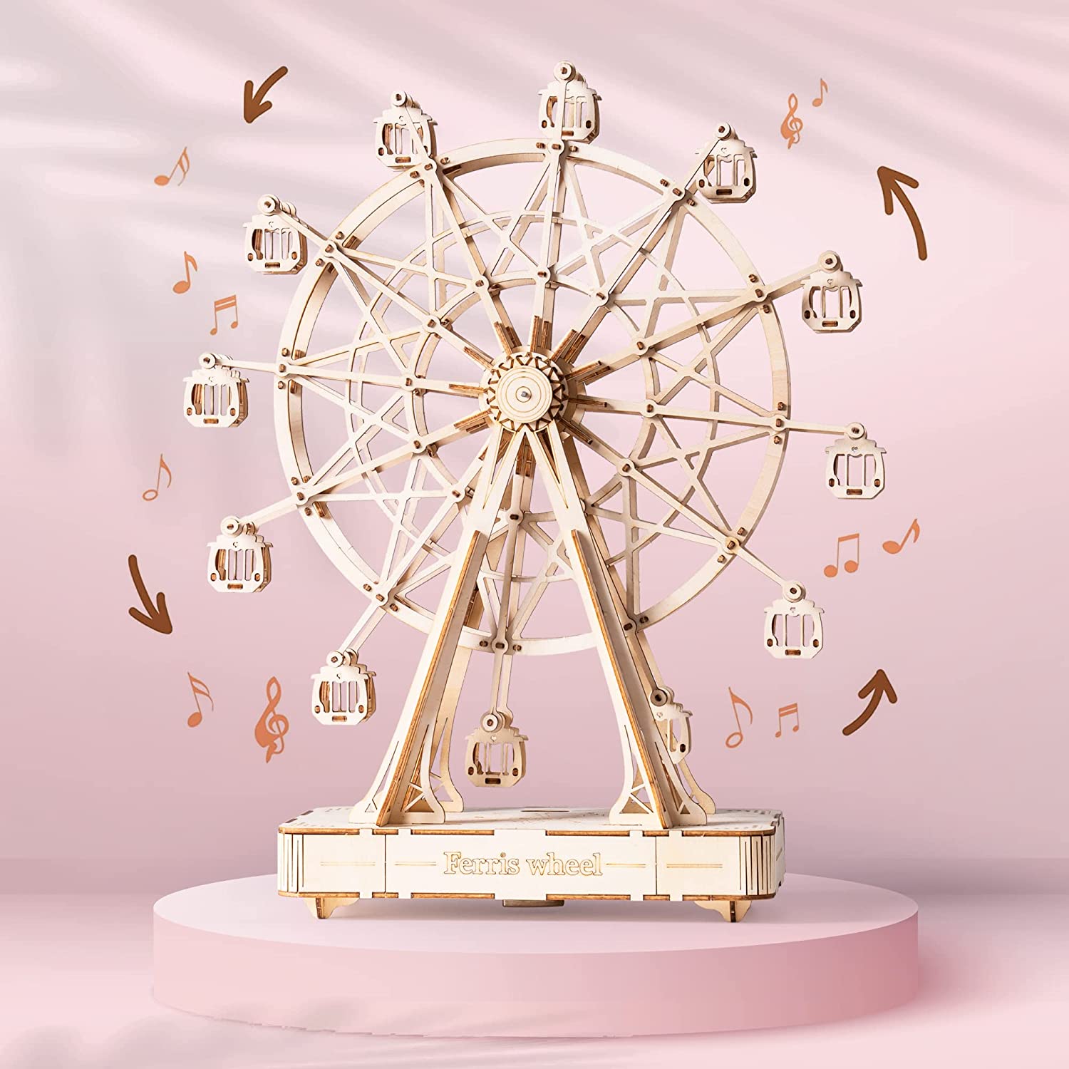 Robotime DIY Wooden Rotatable Ferris Wheel Model with Playing Music