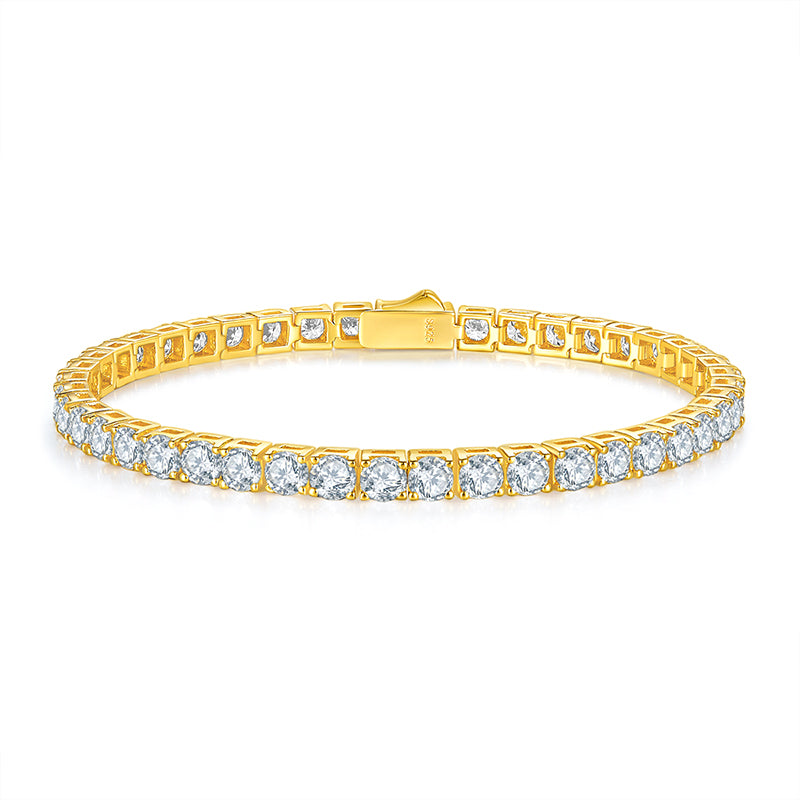 Unique Moissanite Tennis Bracelet — S925 Sterling Silver, Silver & Gold, 0.1ct