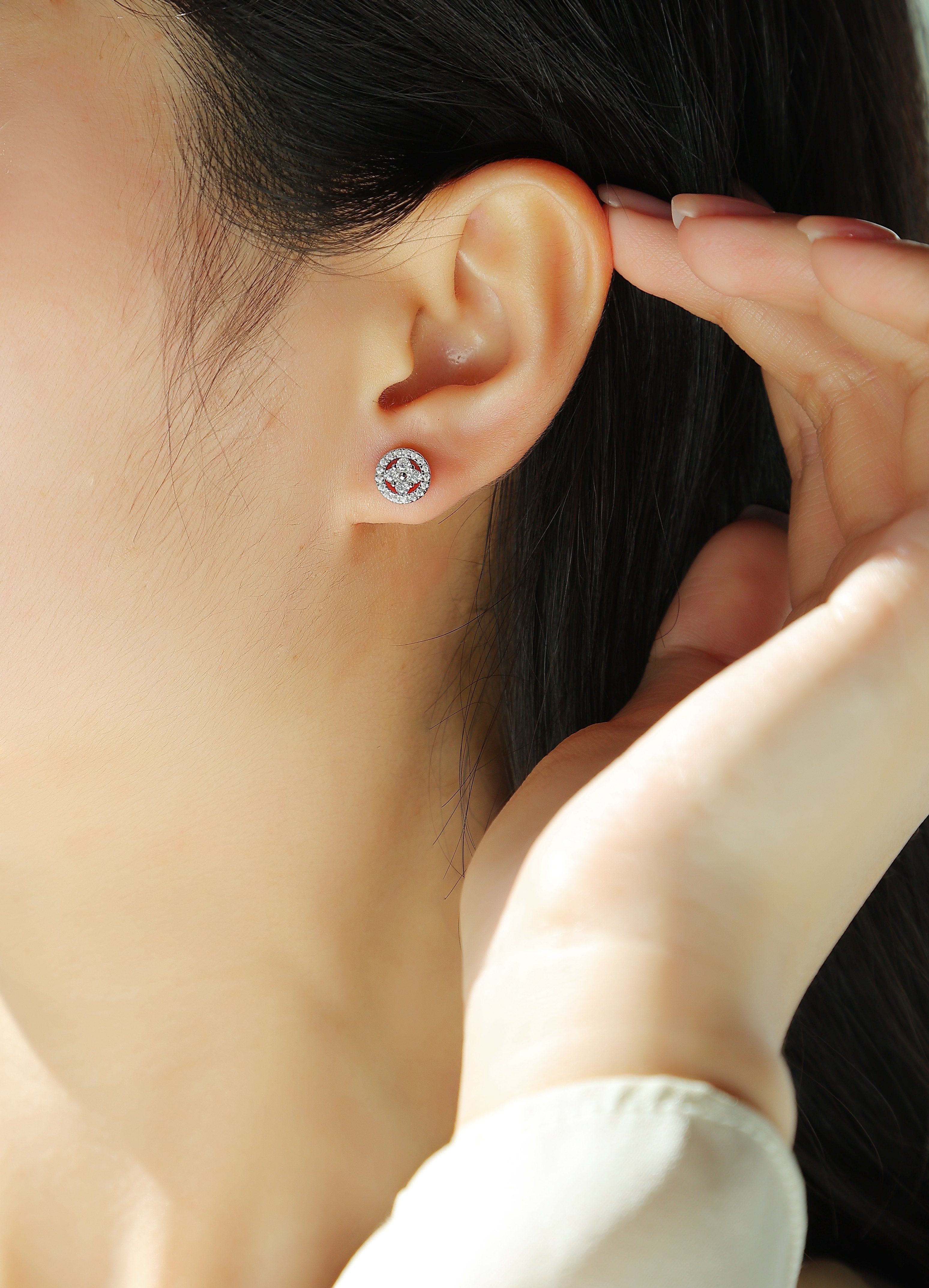Moissanite Stud Earrings - S925 Sterling Silver Platinum-Plated (Pair)