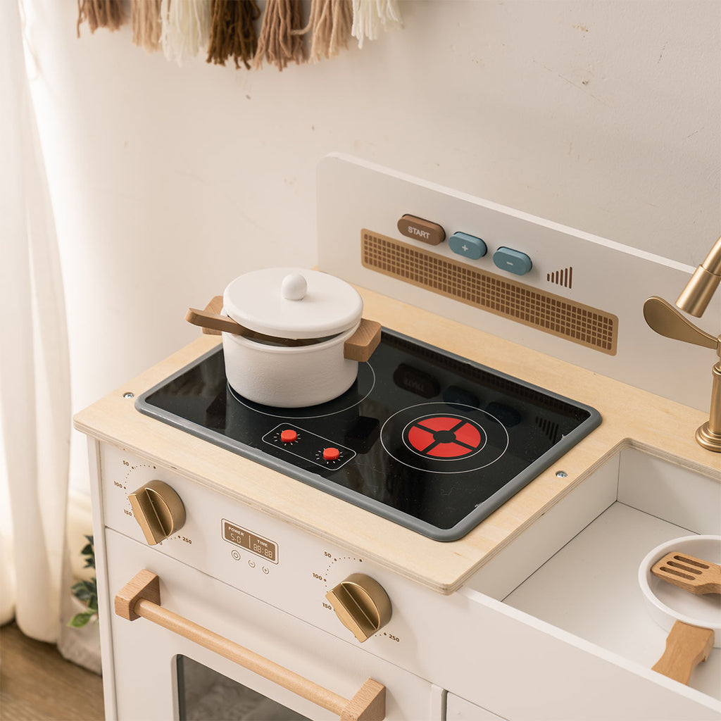 White Wooden Play Kitchen with Lights and Sounds