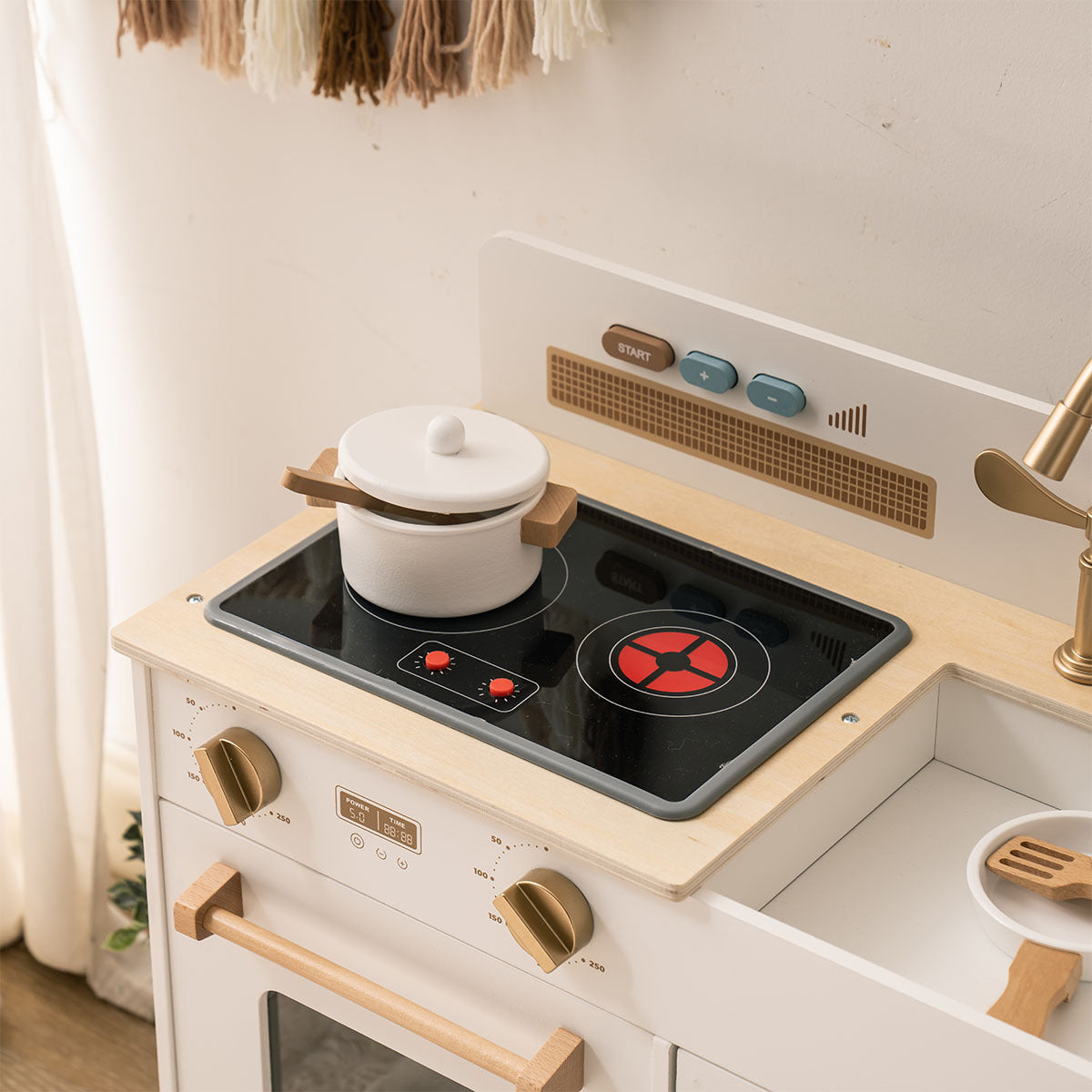 White Wooden Play Kitchen with Lights and Sounds