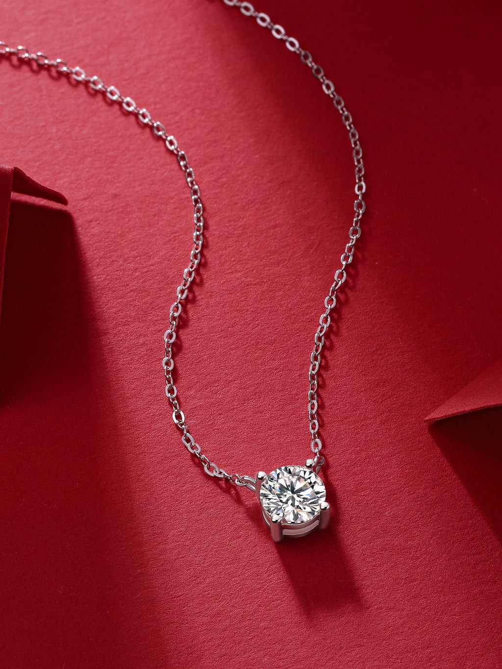 Moissanite Heart Pendant Necklace Sterling Silver