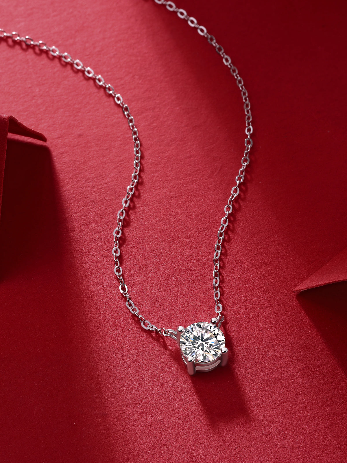 Moissanite Heart Pendant Necklace Sterling Silver