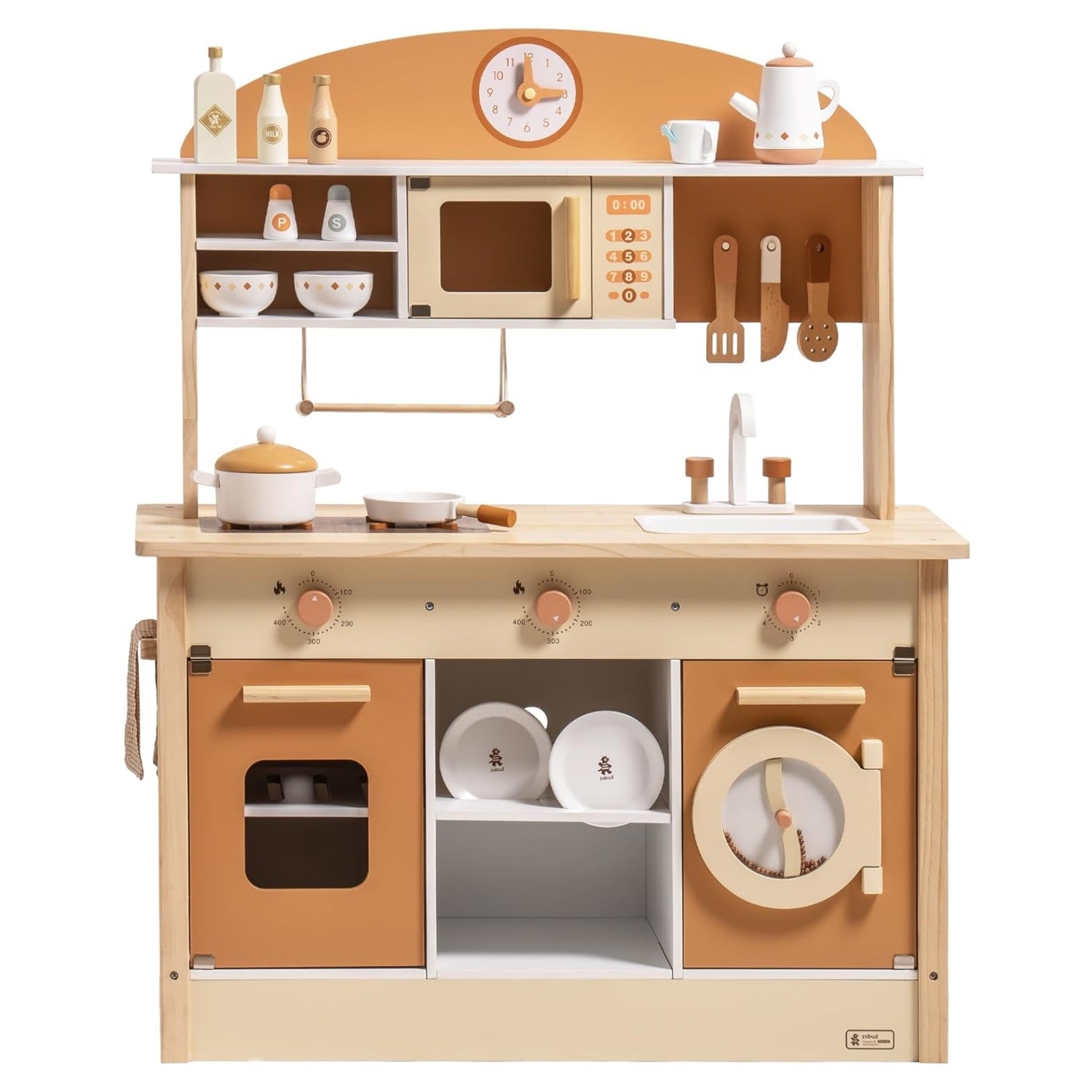Large Wooden Play Kitchen Set with Accessories