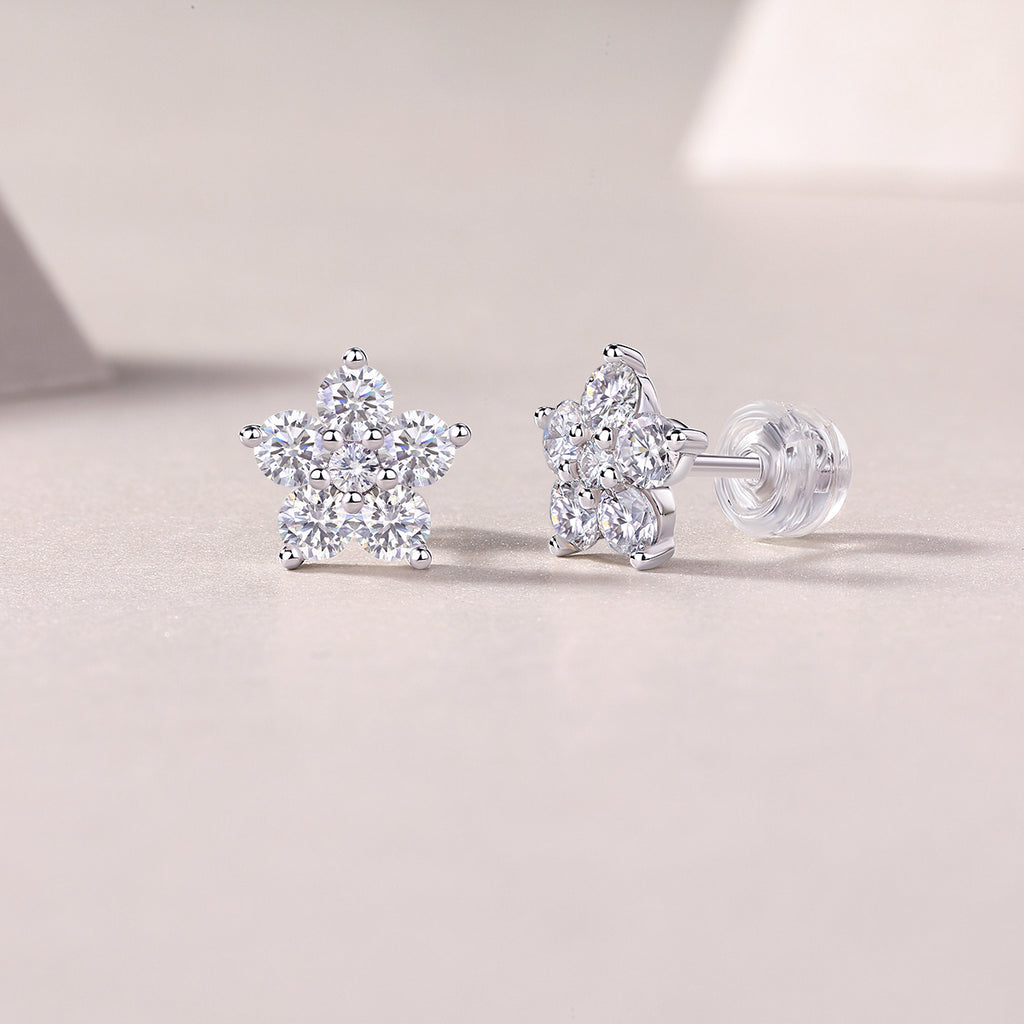 Moissanite Stud Earrings - S925 Sterling Silver Platinum-Plated (Pair)