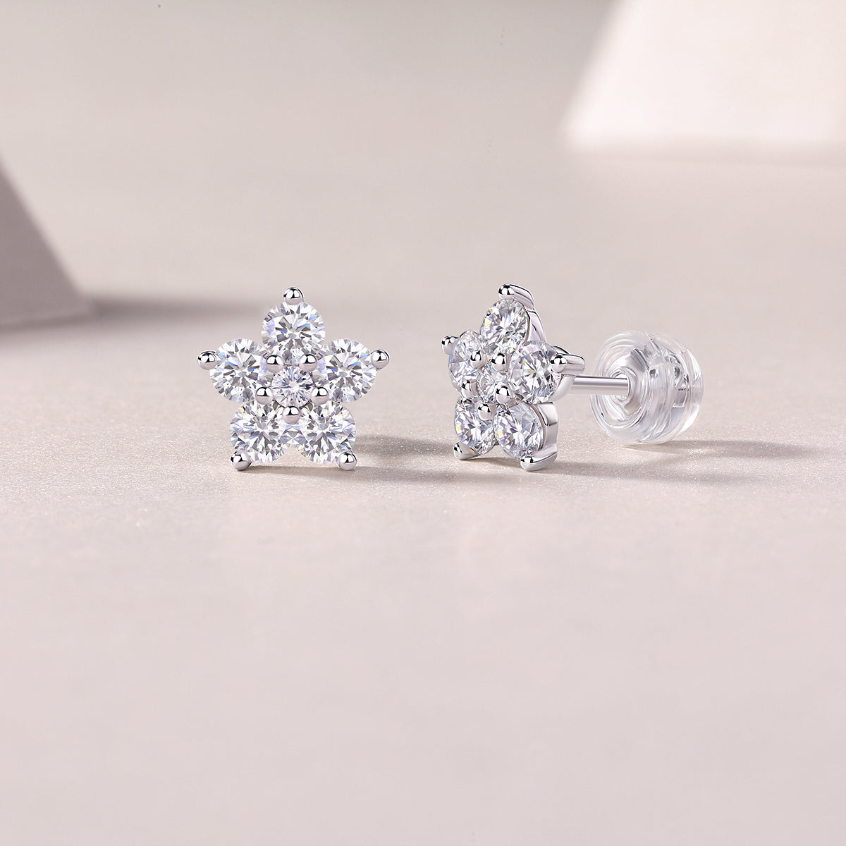 Moissanite Stud Earrings - S925 Sterling Silver Platinum-Plated (Pair)