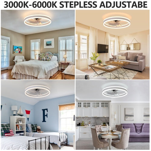 Modern Ceiling Fan with Dimmable LED Light & Remote Control