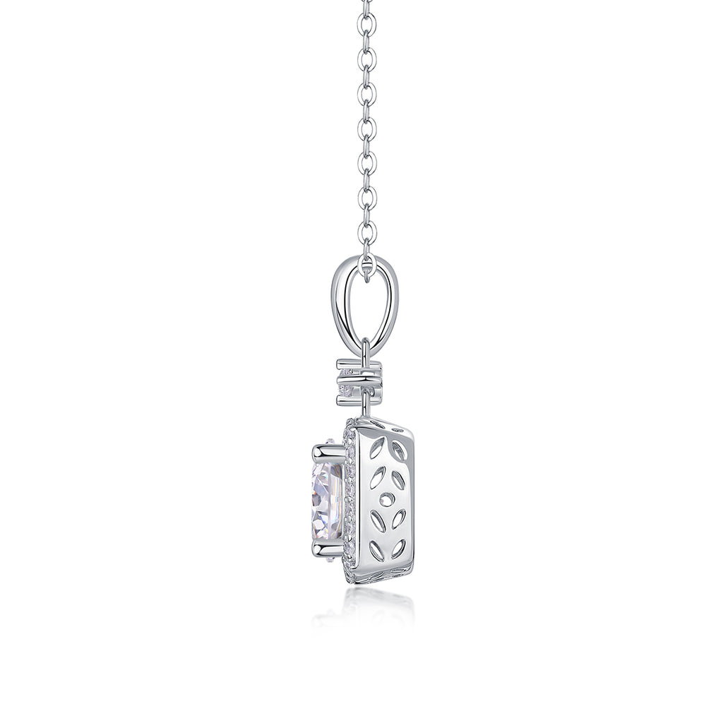 2 Carat Moissanite Necklace - S925 Sterling Silver Platinum-Plated with Chain