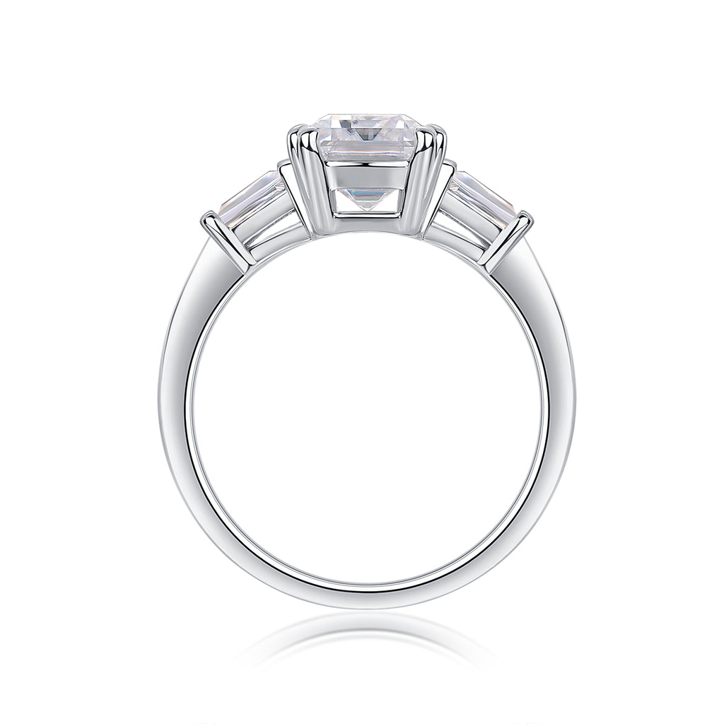 Octagonal Moissanite Ring - S925 Sterling Silver Platinum-Plated