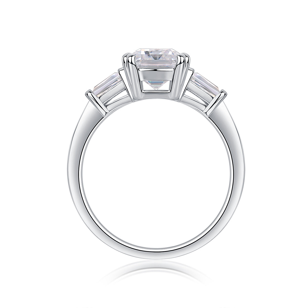Octagonal Moissanite Ring - S925 Sterling Silver Platinum-Plated