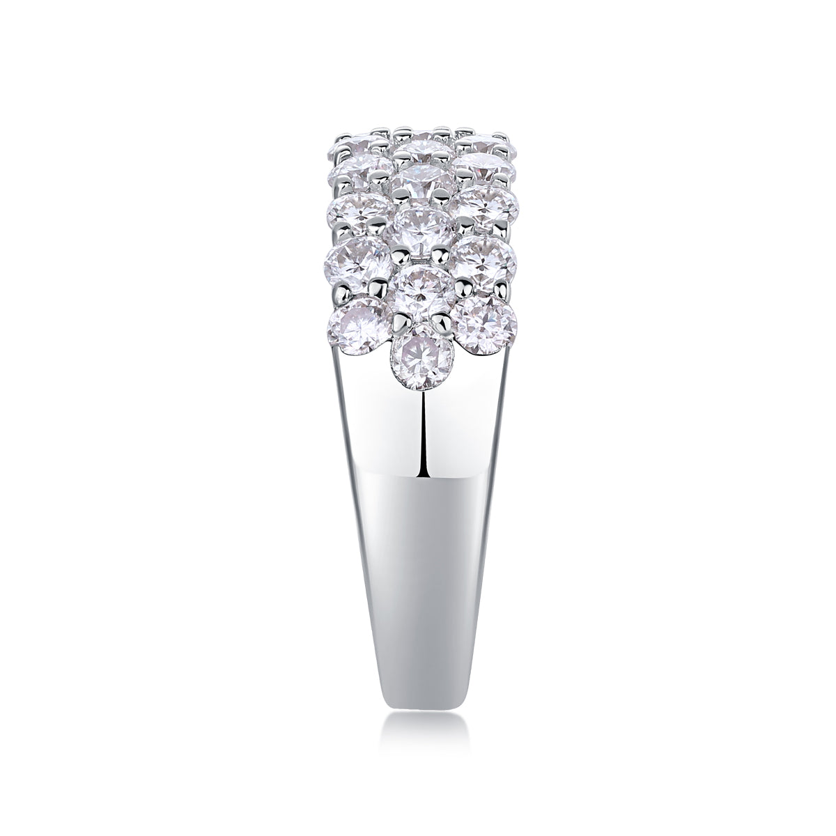 Multi-Row Moissanite Eternity Ring in S925 Sterling Silver