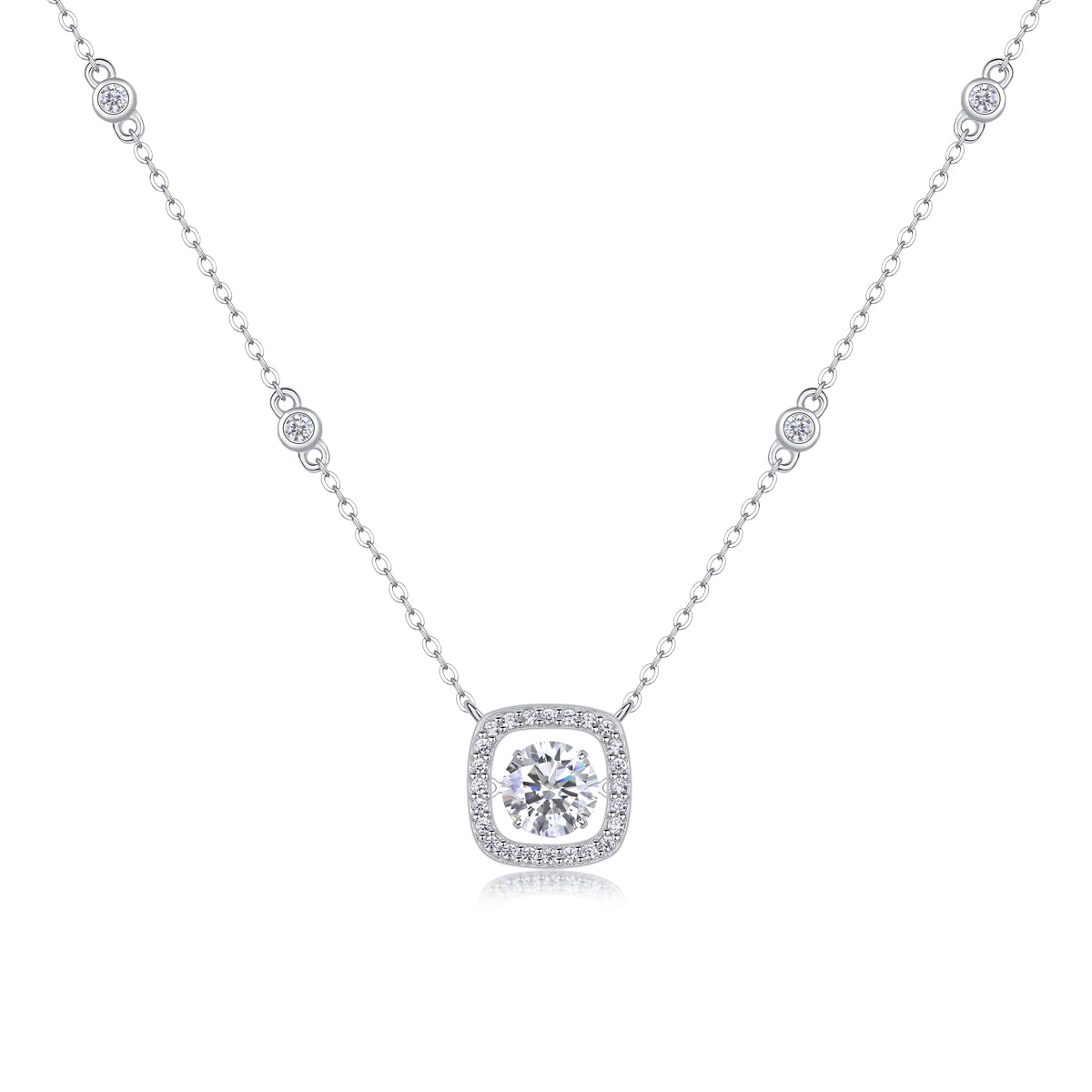 1 Carat Moissanite Necklace - S925 Sterling Silver Platinum-Plated with Chain