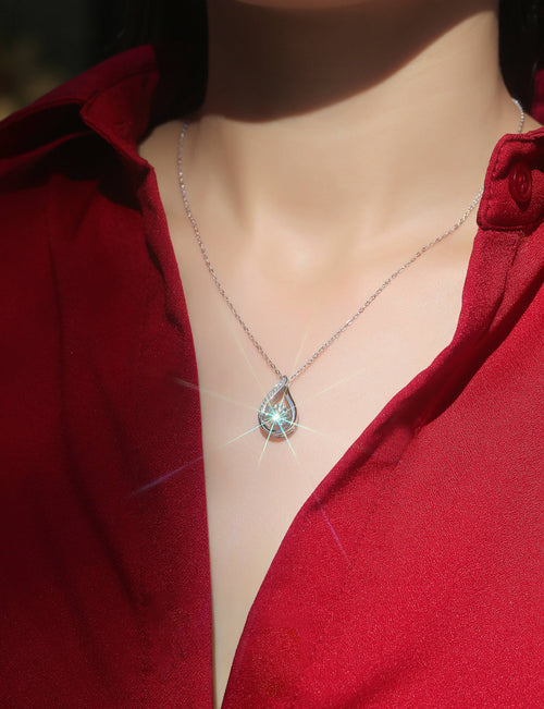 1 Carat Moissanite Drop Pendant Necklace