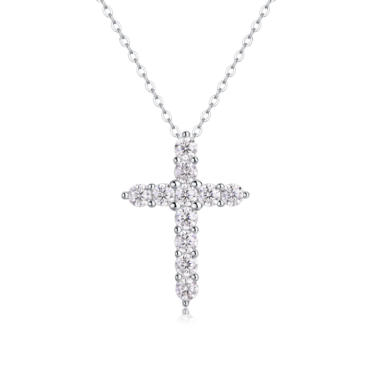 Moissanite Cross Sterling Silver Necklace