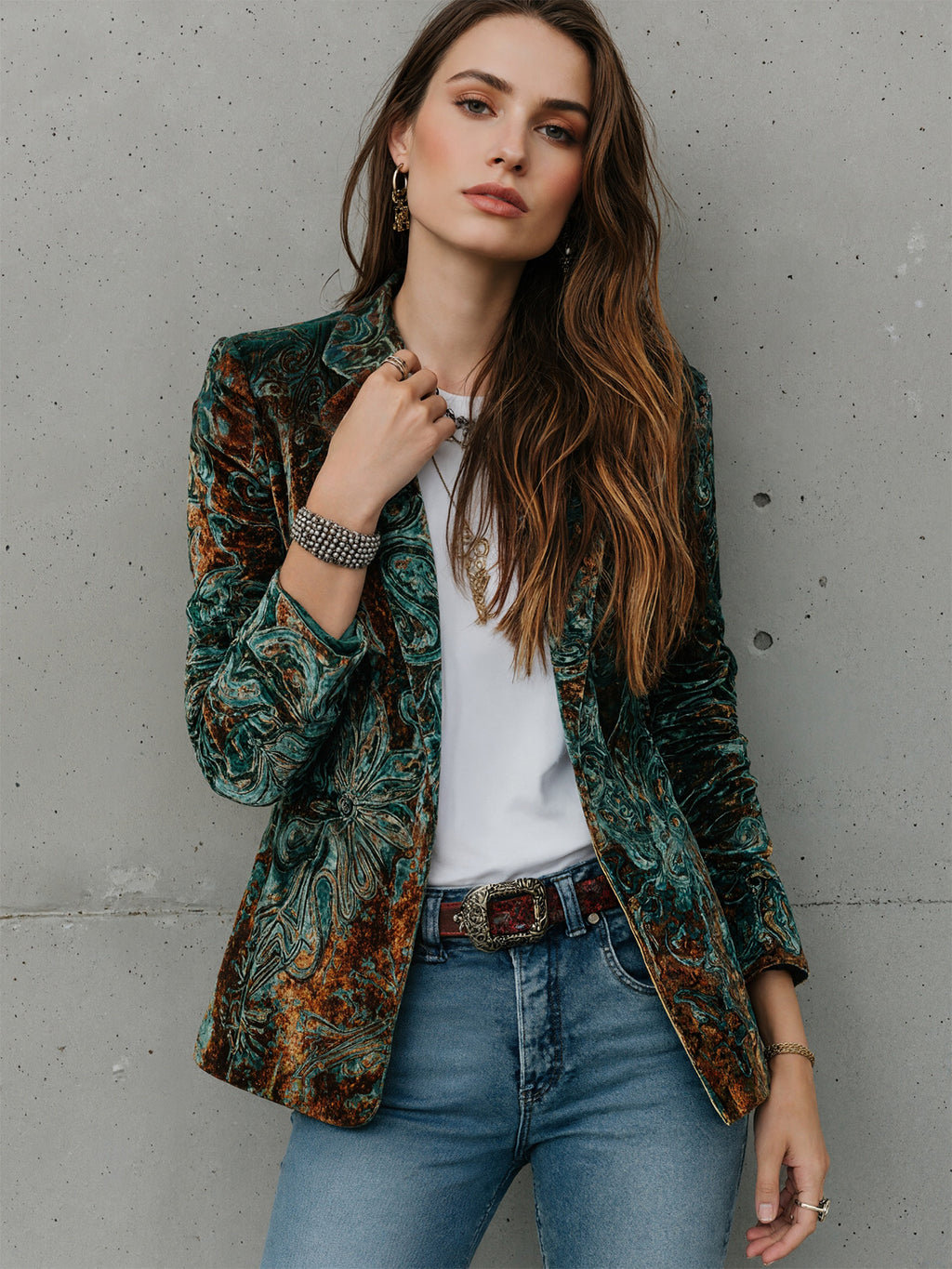Women's Boho Print Blazer - Lined Casual Suit Jacket