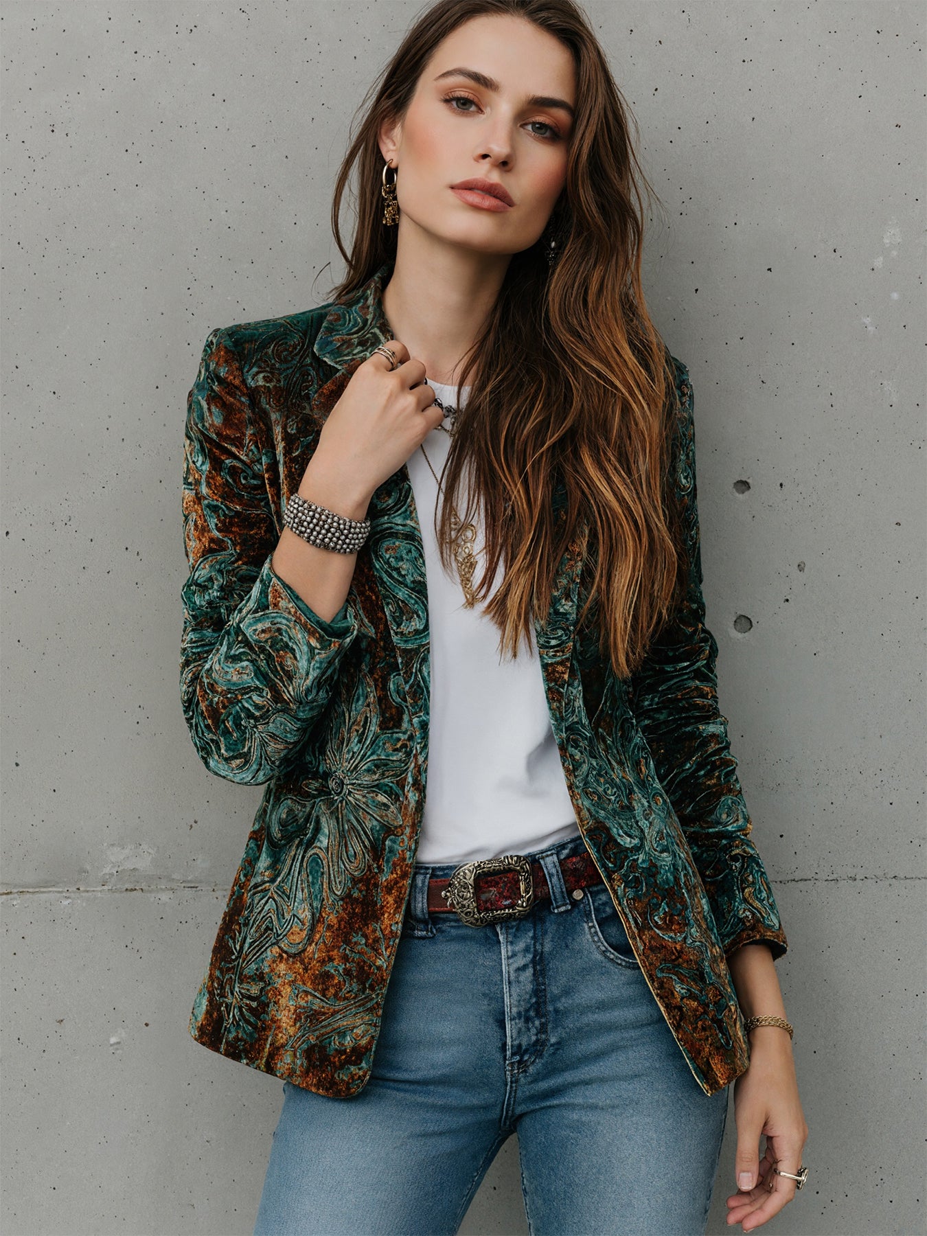 Women's Boho Print Blazer - Lined Casual Suit Jacket