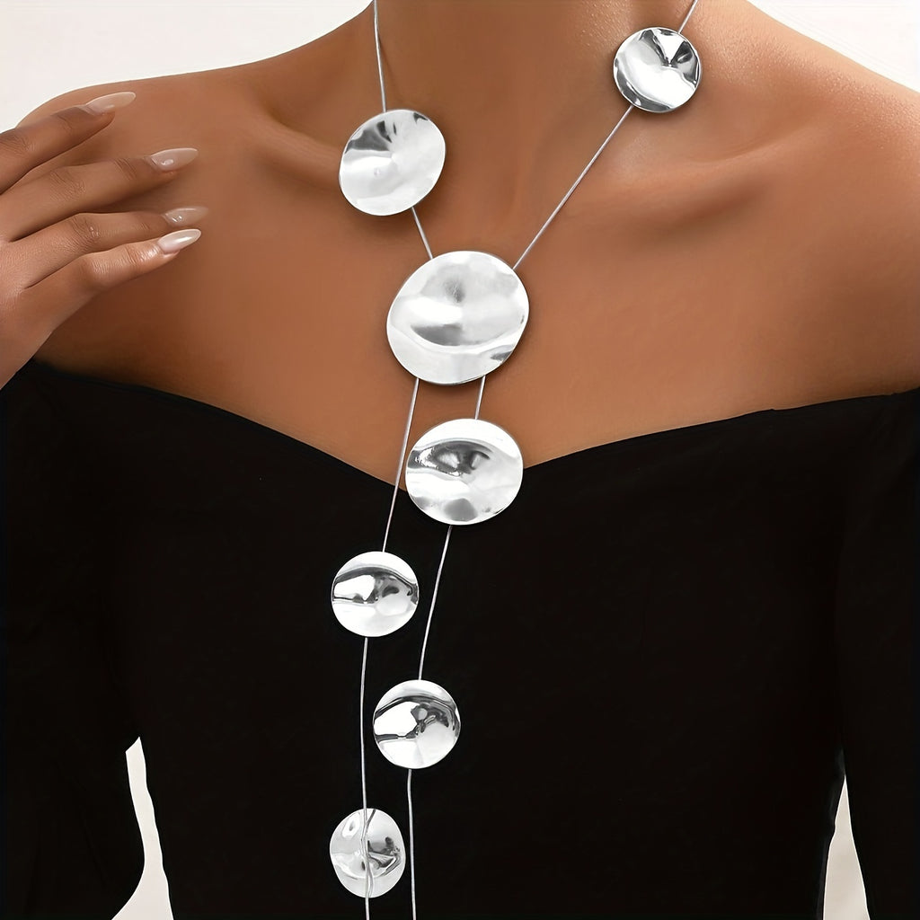Handmade Textured Disc Multi-Layer Necklace