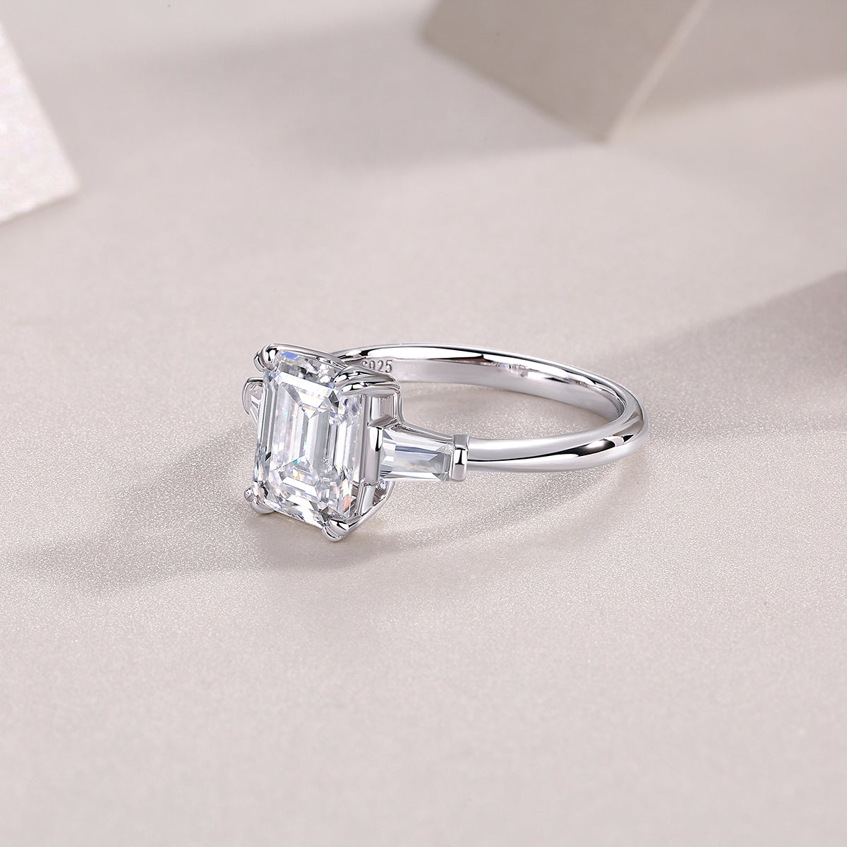 Octagonal Moissanite Ring - S925 Sterling Silver Platinum-Plated
