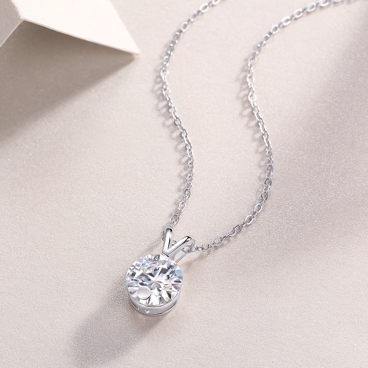 2-Carat Moissanite V-Shape Pendant in S925 Sterling Silver