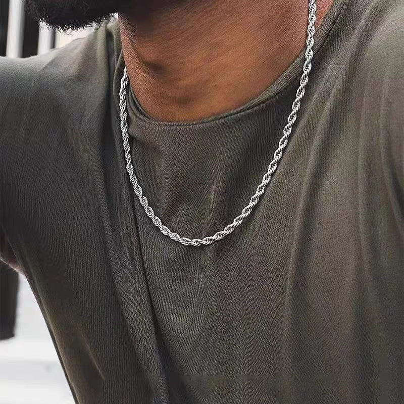 Stainless Steel Twist Chain Necklace - Minimalist Everyday Jewelry