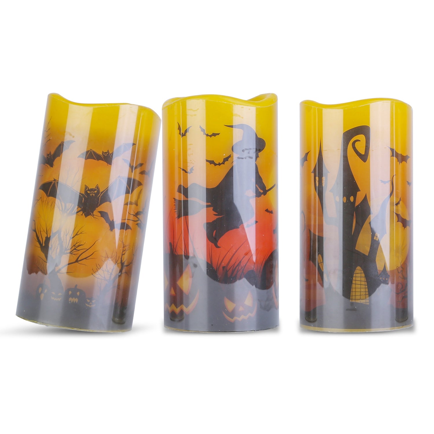 3-Pack Halloween Flameless LED Candles with Timer - Battery Operated