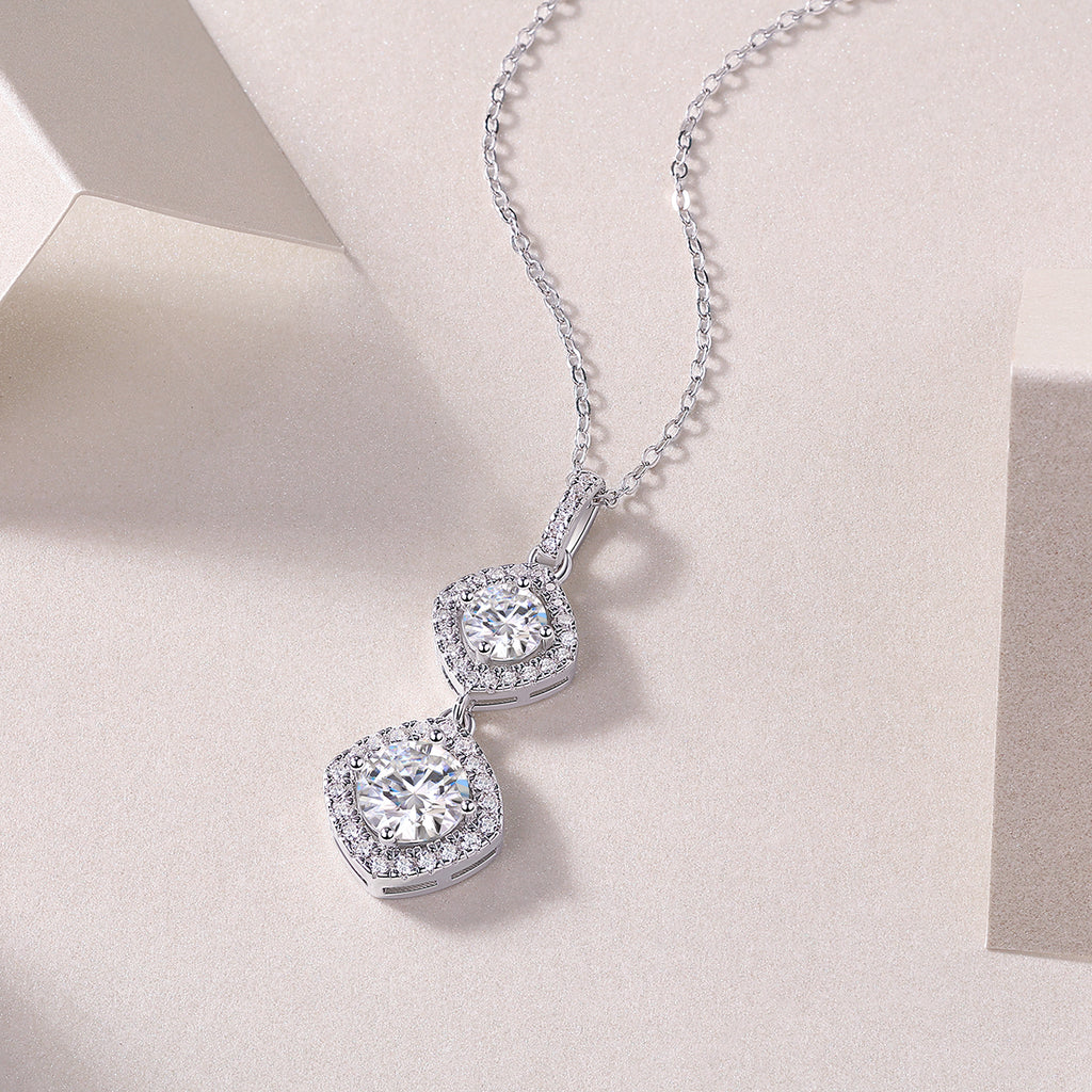 1 Carat Moissanite Necklace - S925 Sterling Silver Platinum-Plated with Chain