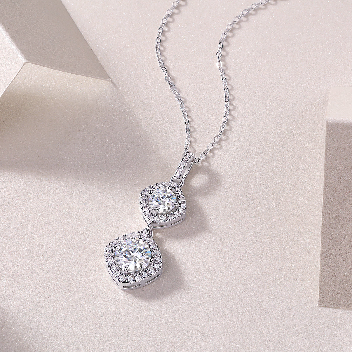 1 Carat Moissanite Necklace - S925 Sterling Silver Platinum-Plated with Chain