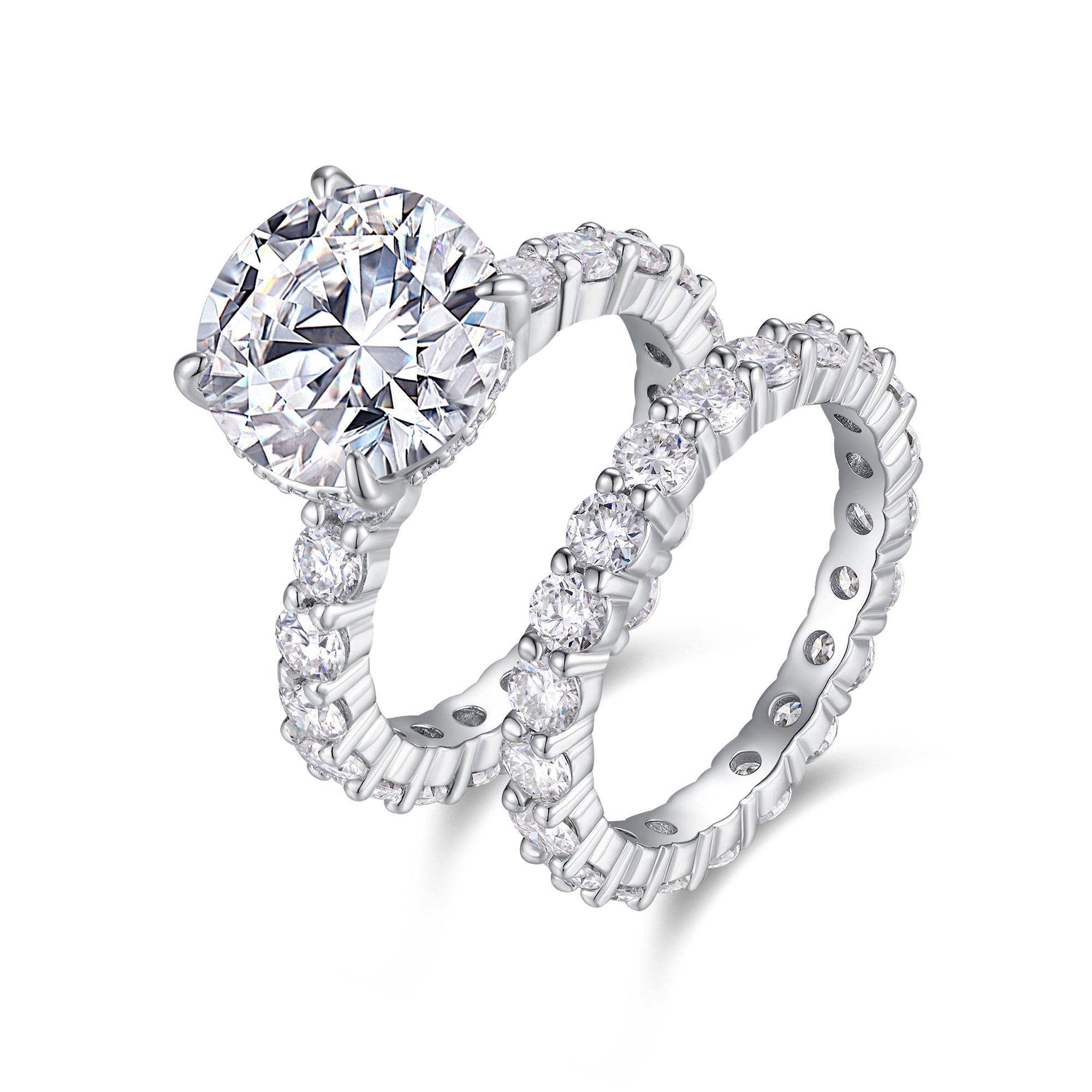 5-Carat Moissanite Couples Ring Set in S925 Sterling Silver