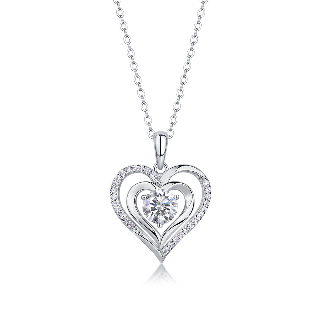 1 Carat Moissanite Necklace - S925 Sterling Silver Platinum-Plated with Chain