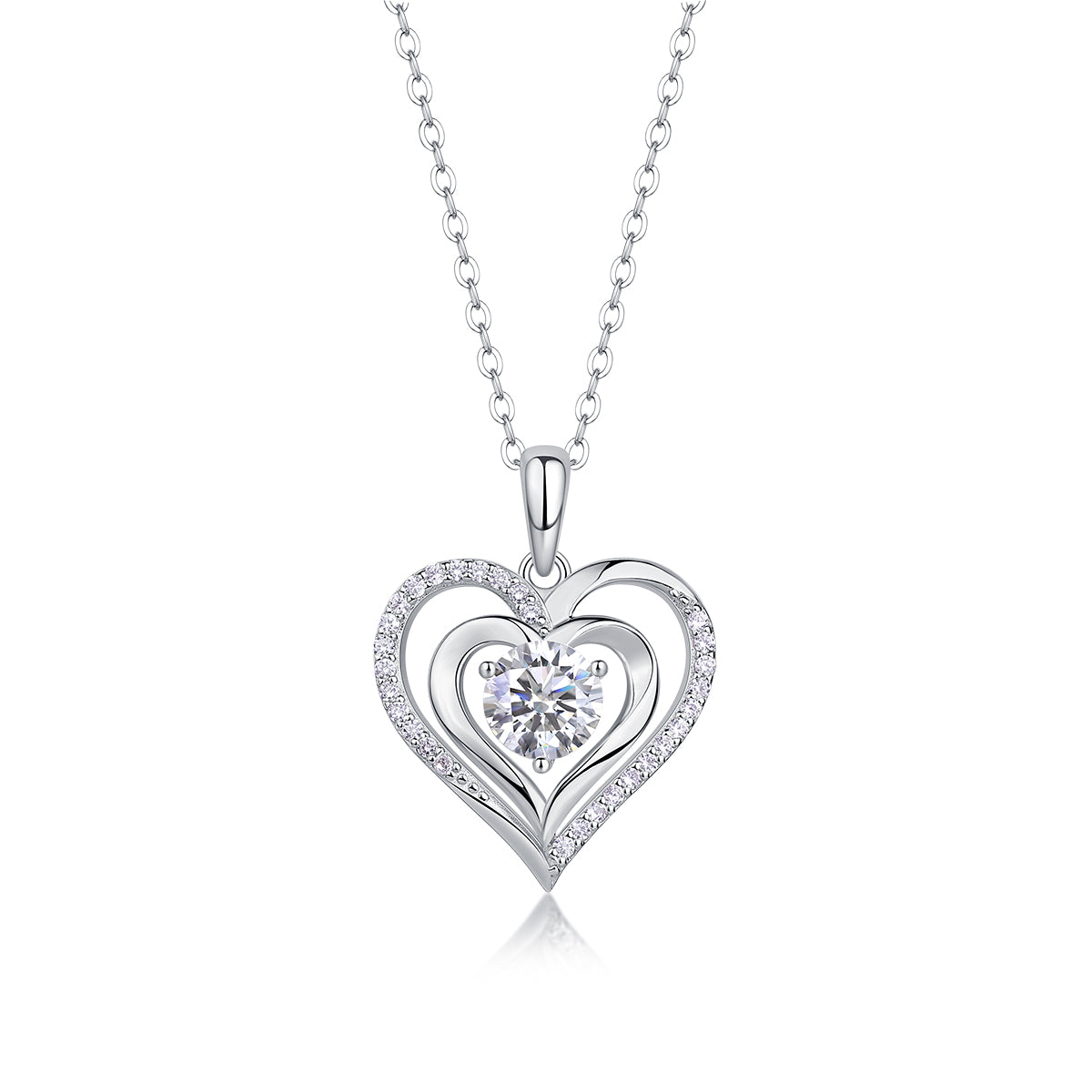 1 Carat Moissanite Necklace - S925 Sterling Silver Platinum-Plated with Chain