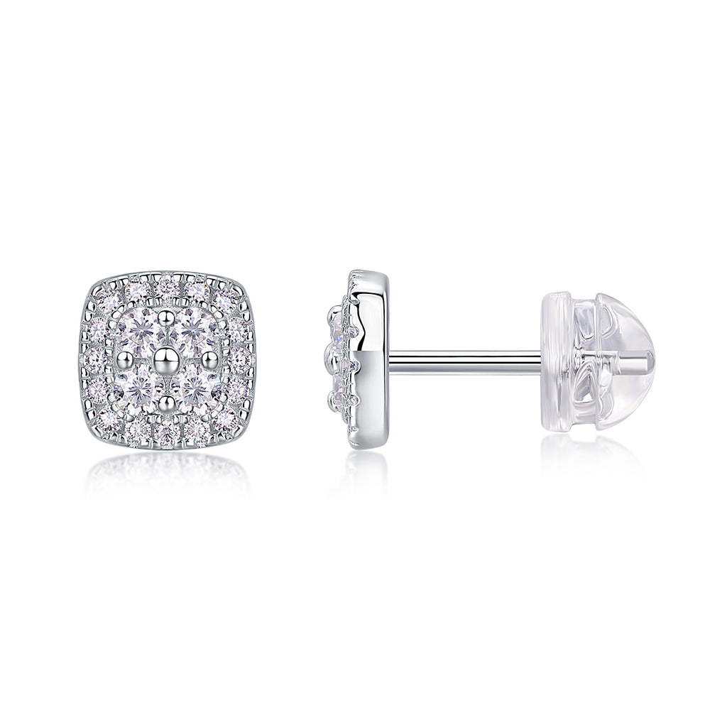 Moissanite Stud Earrings - S925 Sterling Silver Platinum-Plated (Pair)
