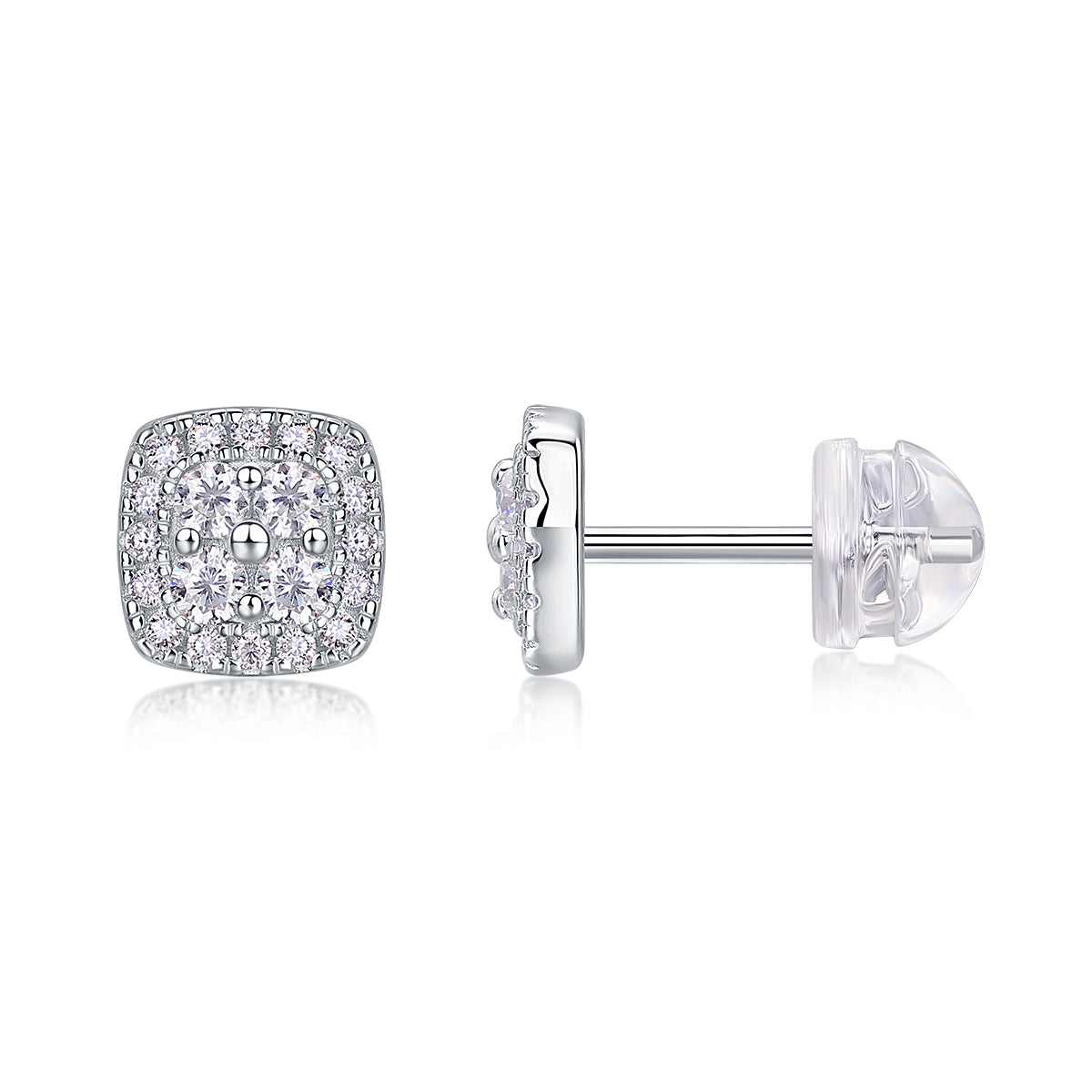 Moissanite Stud Earrings - S925 Sterling Silver Platinum-Plated (Pair)