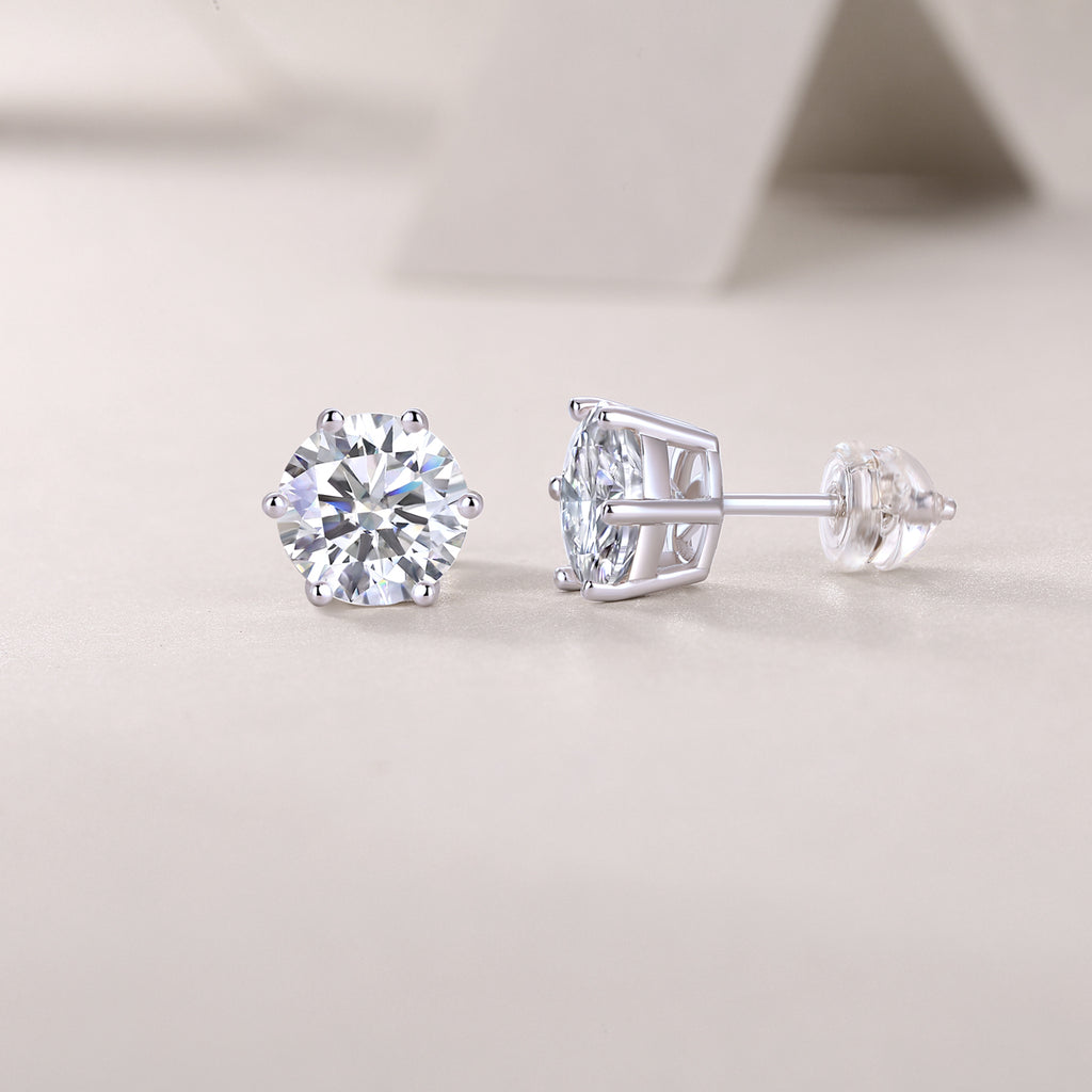 Moissanite Diamond Stud Earrings – S925 Sterling Silver