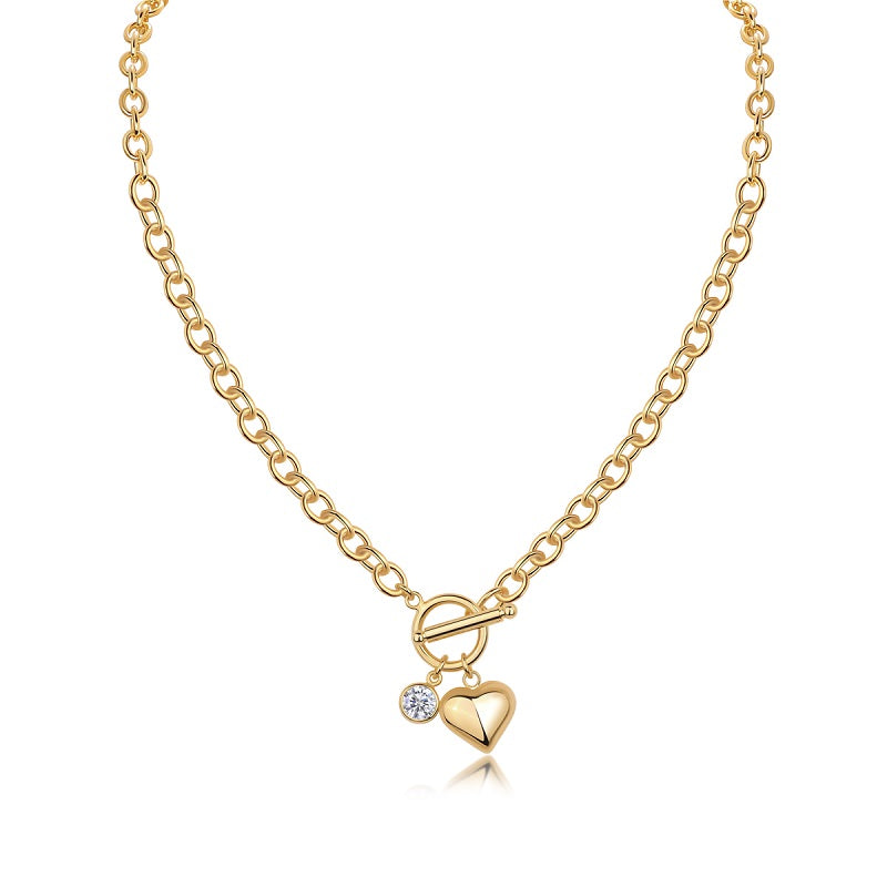 2 Carat Moissanite Heart Toggle Necklace