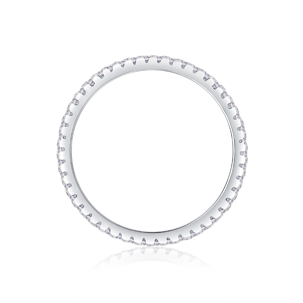 Double Row Square Moissanite Sterling Silver Ring