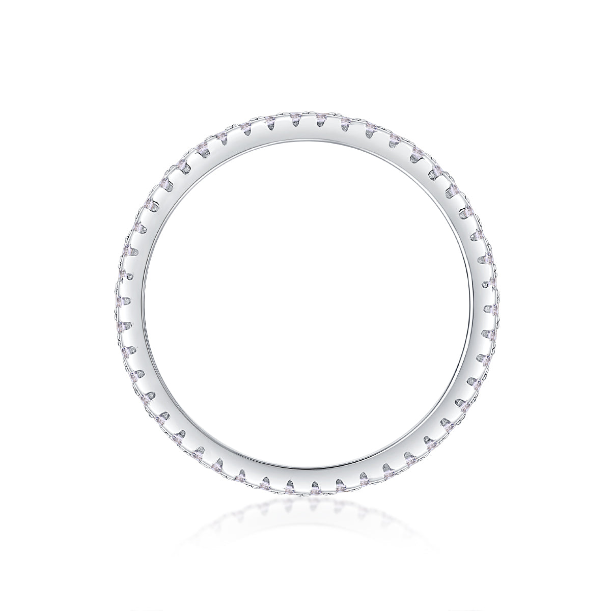Double Row Square Moissanite Sterling Silver Ring