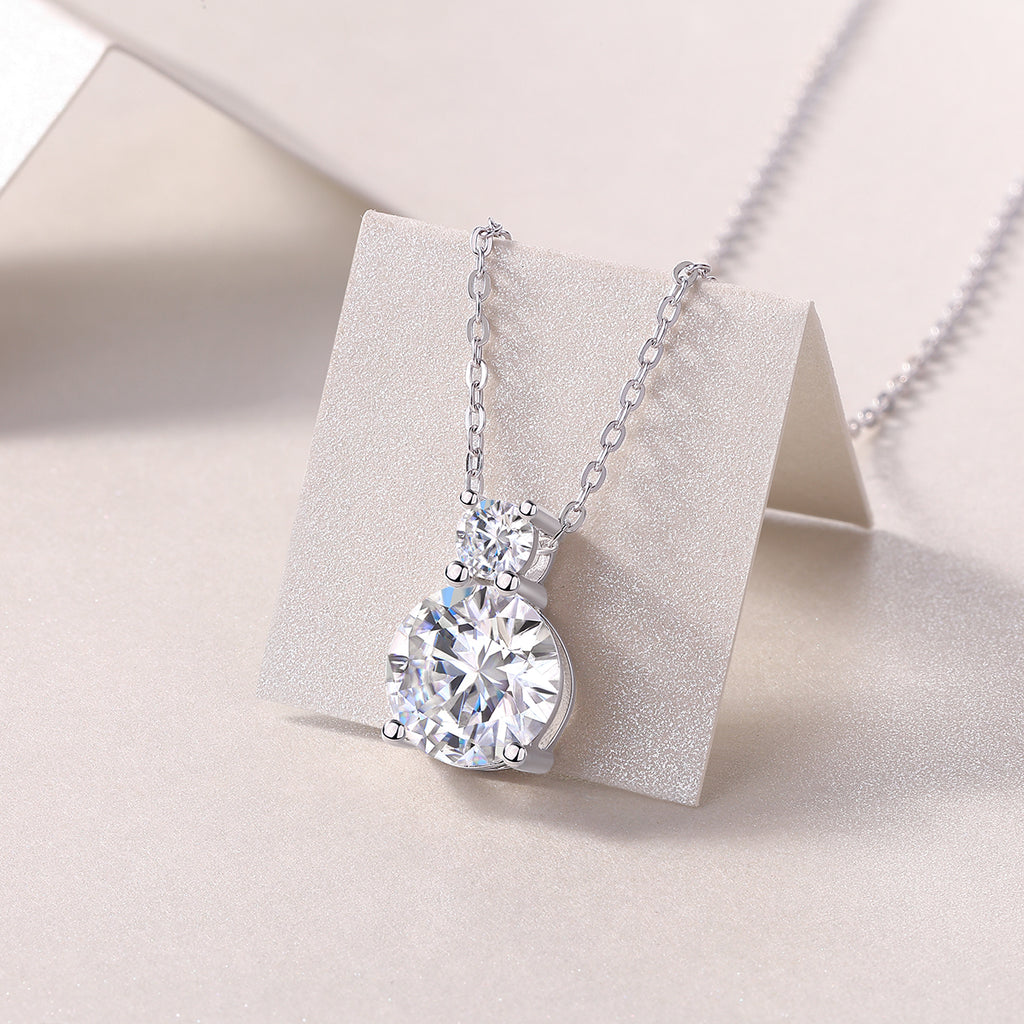 Jazz Manor Moissanite Pendant Necklace — 3ct, S925 Sterling Silver, Platinum-Plated