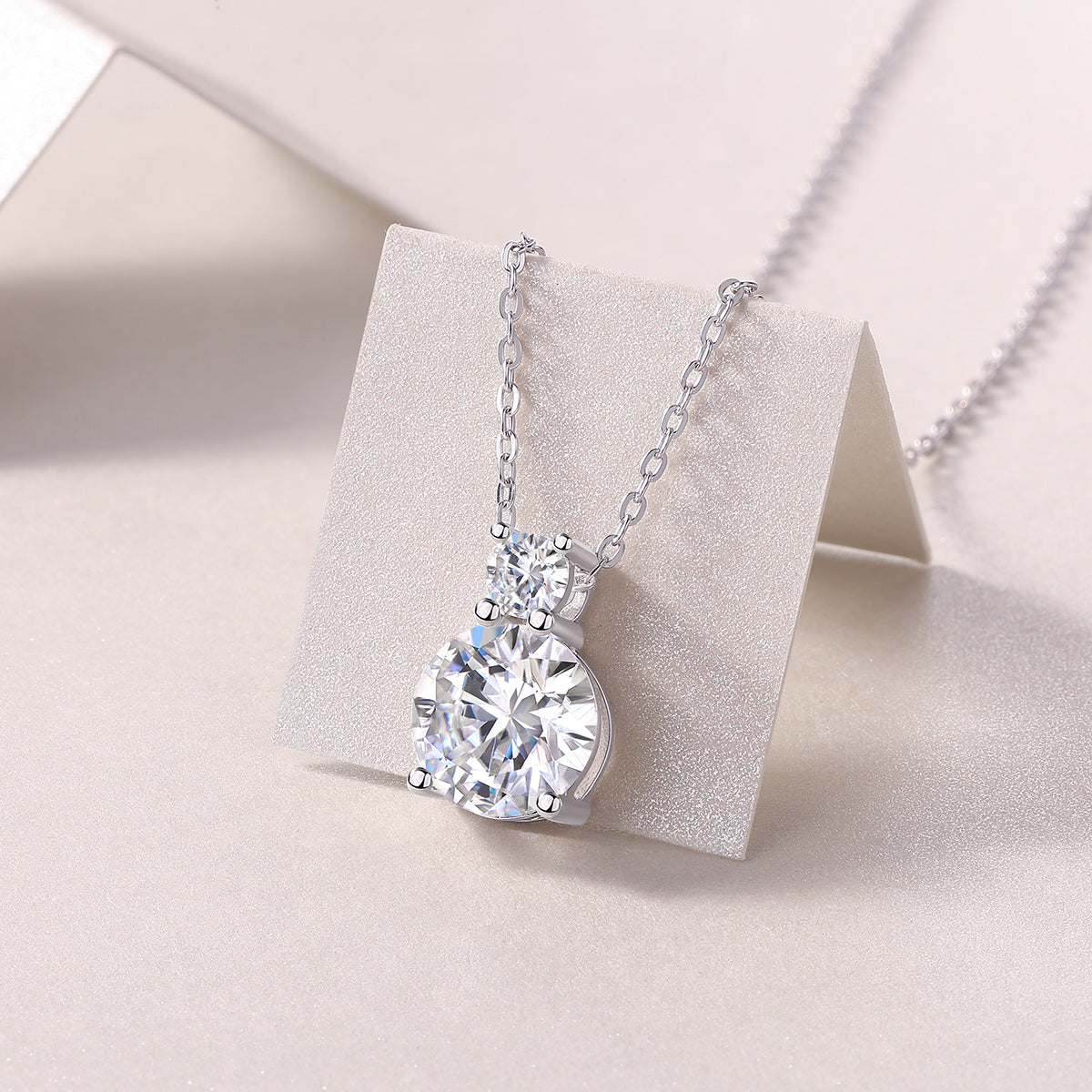 Jazz Manor Moissanite Pendant Necklace — 3ct, S925 Sterling Silver, Platinum-Plated