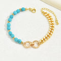 Turquoise Multi-Chain Mixed Bead Double Ring Bracelet