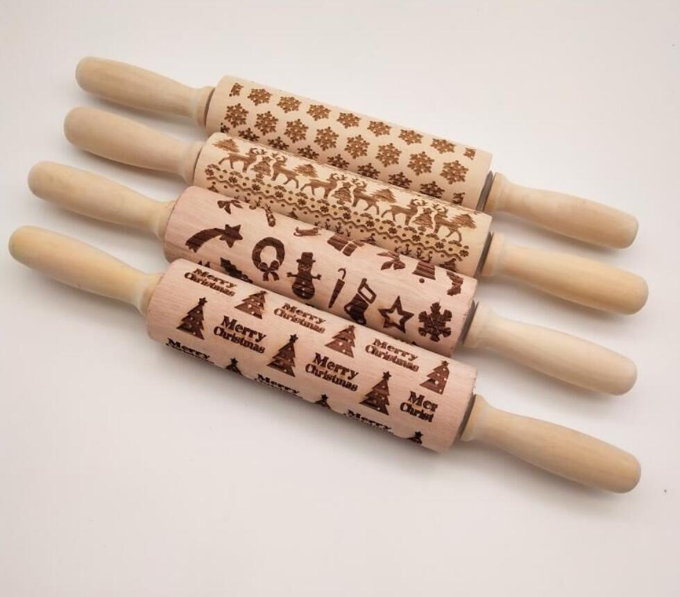 Embossed Holiday Rolling Pin - Various Designs and Sizes