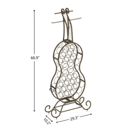 Cello-Shaped Wine Rack with Storage - Freestanding Baker's Rack