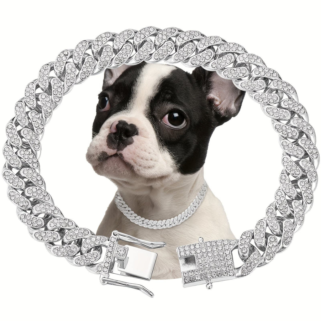 Diamond Studded Pet Collar - Bling Safety Necklace for Dogs & Cats