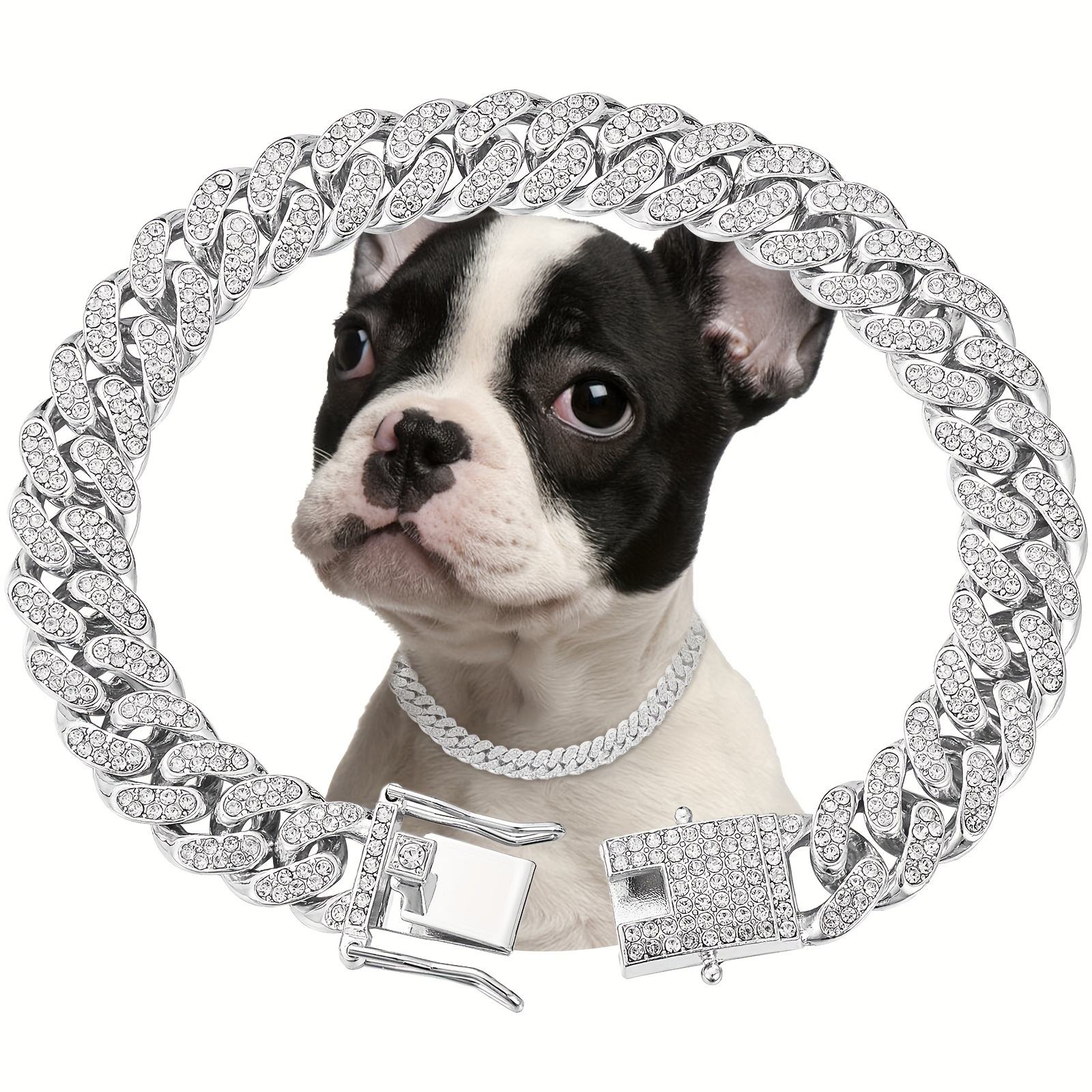 Diamond Studded Pet Collar - Bling Safety Necklace for Dogs & Cats