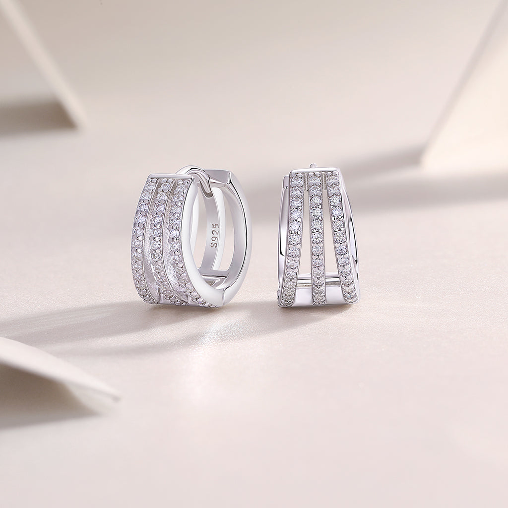Inlaid Moissanite Sterling Silver Stud Earrings